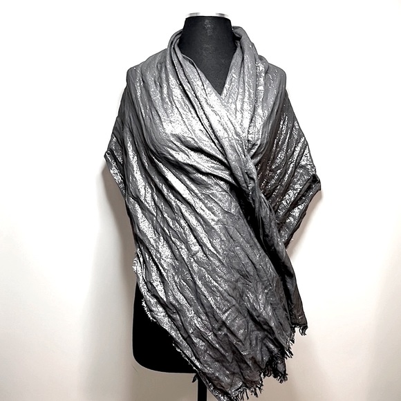 Shimmering gun metal dark silver scarf! Wear as scarf or shawl! - Picture 3 of 5